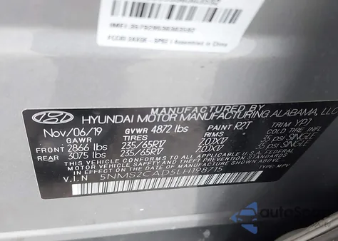 2020 Hyundai Santa Fe Se из США, поврежденный, VIN 5NMS2CAD5LH198715